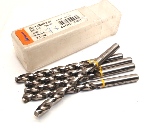 Garant Spiral Drills HSS Ø8.1mm Type W No.114200 H23 – 5x