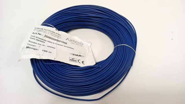 Sumcab 100m Aderleitung PVC-Einzellader Vollkupfer H05V-K H05V 0,75mm 300-500V