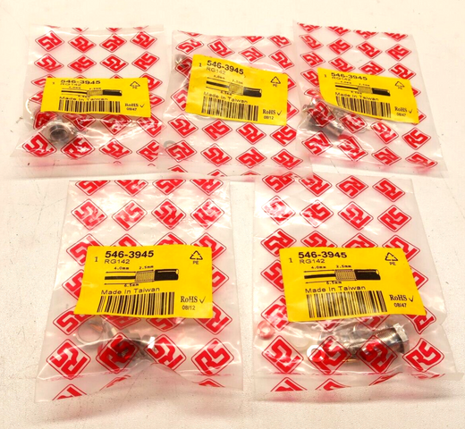 5x RS 546-3945 موصل كواكسيال أنثوي، تركيب على اللوحة، اتصال مشبك، RG58