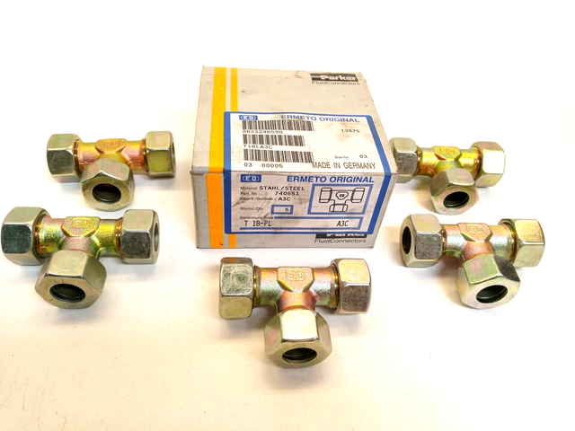 Ermeto 740651 T-Piece, 5 pcs.,T 18-PL A3C, Fitting, T18LA3C, T 18 PL, OVP