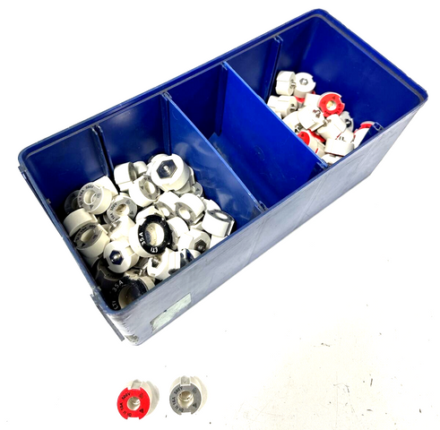 Партия винтовых вставок-предохранителей D-Screw-Bushing D II 16A 500V + DI II 10A 500V, серых и красных, около 145 шт.