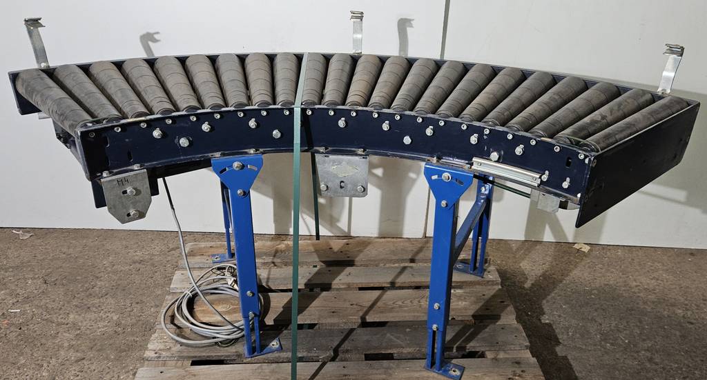 Schulz Rollenkurvenförderer mit Antrieb 90° Rollenbahnkurve Rollenbahn 490 mm