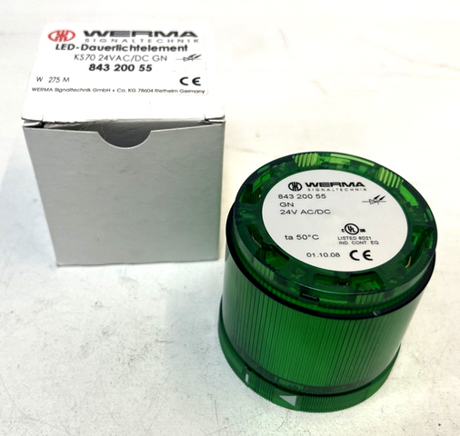 Werma, LED Continuous Light Element, Continuous Light, KS70 24VAC/DC GN, 843 200 55