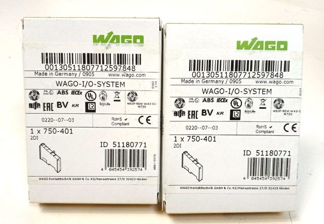 2x WAGO Contact Technology Digital Input Terminal 750-401 2DI , 51180771