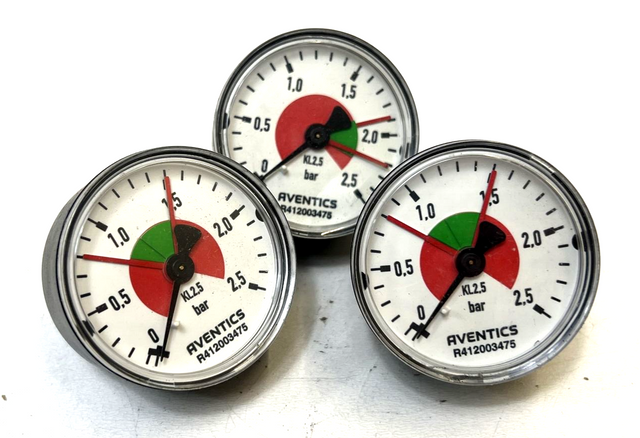 3 x Aventics, R412003475, Manometer, Pressure Gauge, Druckanzeiger, Pneumatic