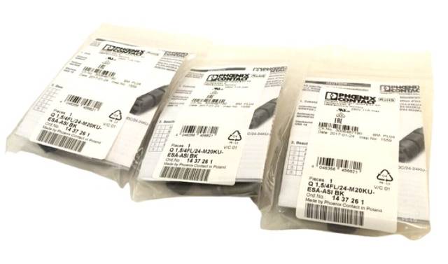 3 x Phoenix Contact 1437261 نوع Q 1.5/4FL/24-M20KU-ESA-ASI BK تمرير الجدار