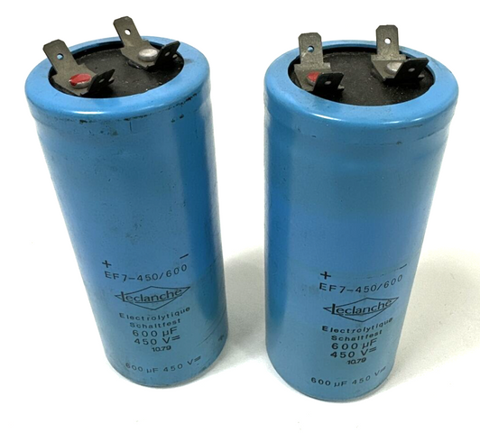 2 x Leclanche EF7-450/600 Electrolytic Capacitor 600uF 450V