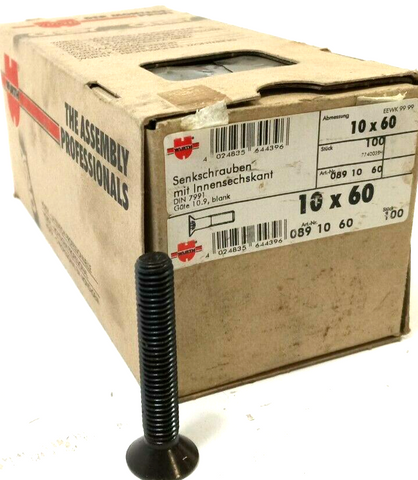 100x برغي Würth غاطس برأس سداسي داخلي DIN 7991 / ISO 10642 من الفولاذ، 089 10 60