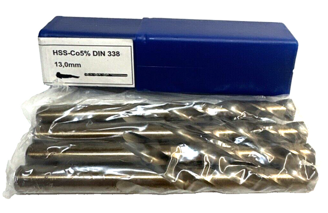 4 x مثقاب حلزوني HSS-Co5% DIN 338، قطر 13.0 mm