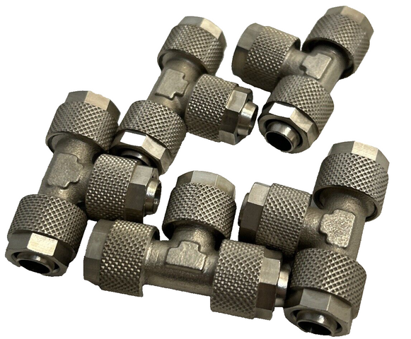 5x A-TV-10/8-MSV T-Connector | ATV108MSV | Threaded Connection | Nickel-Plated Brass