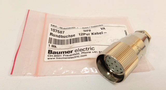 Baumer Round Socket Connector 12-Pole 107687 Socket