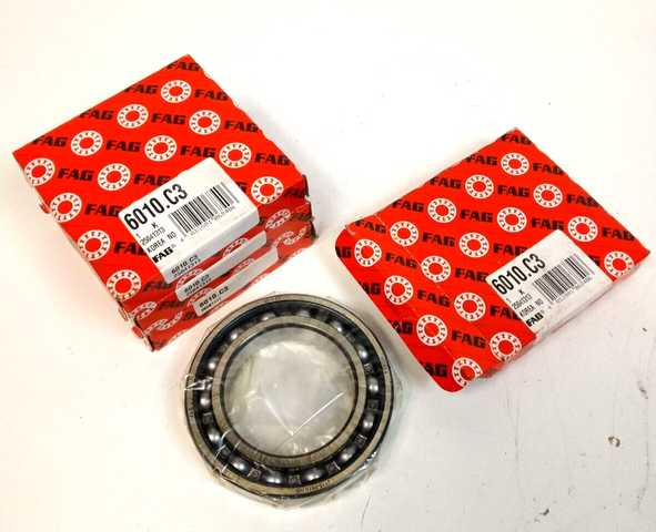 4 x FAG 6010/C3 Deep Groove Ball Bearings 50x80x16 mm 6010 C3