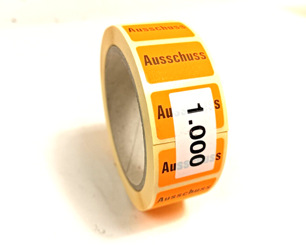 2x Neon Labels, Reject, Defective, Orange, Stickers, 38 x 23 mm