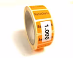 2x Neon Etiketten, Ausschuss, Defekt, Orange, Aufkleber, 38 x 23 mm