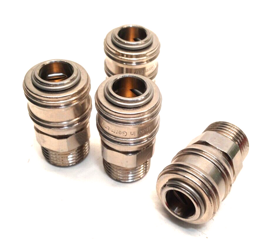 4x Single-Hand Coupling DN 7.2 with External Thread Nickel-Plated Brass 1/2 AG