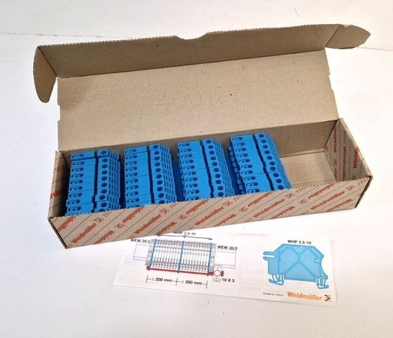 40x Weidmüller WNT 6 10X3 Terminal Block Terminal Block 101088 Blue