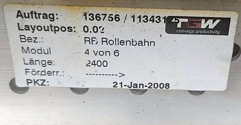 Detailansicht TGW Schwerkraft-Rollenbahn