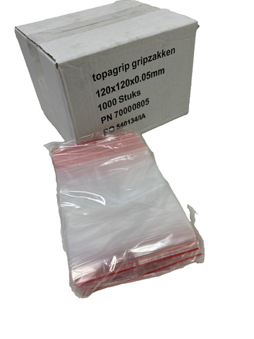 1000x Resealable Bags 120x120x0.5mm 70000085 Bags | ZIP 533551/IA