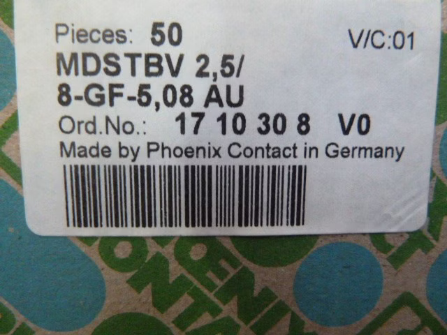 50x Phoenix Contact 17 10 30 8 V0 MDSTBV 2,5/ 8-GF-5,08 AU Grundleisten 1710308