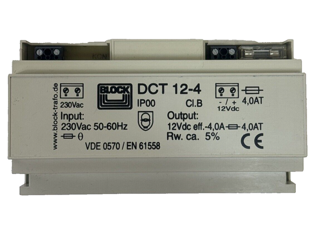 Block DC Power Supply DCT 12-4 230Vac 50-60Hz Power Supply Block DCT124