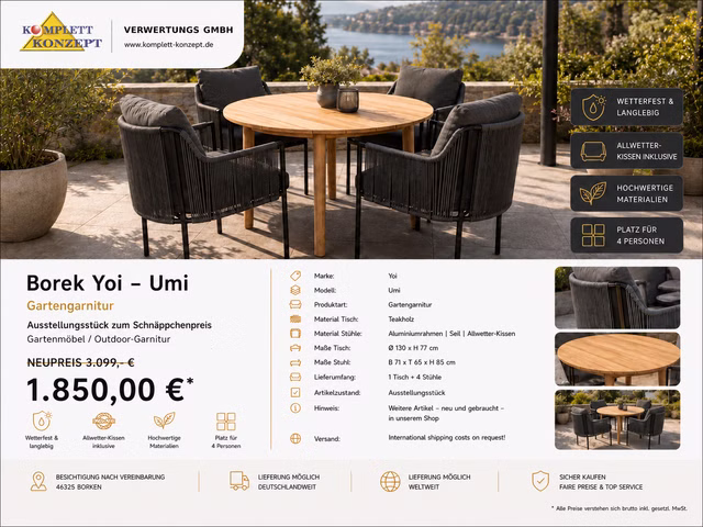 Borek Yoi Umi Gartengarnitur Sitzgruppe Garten Set Garnitur Stuhl *NP 3099,-€