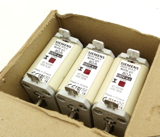 Siemens 3NA6 824-6 NH Fuse Link 3NA6824 Size 00 Fuse 80A