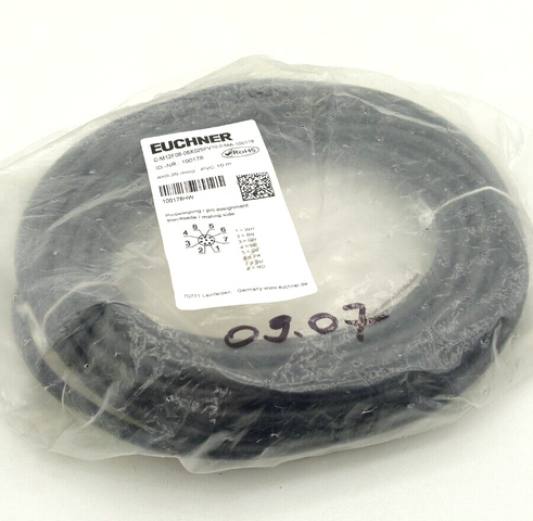 Кабель подключения Euchner 100178 10 м C-M12F08-08X025PV10,0-MA-100178, кабель 100178HW