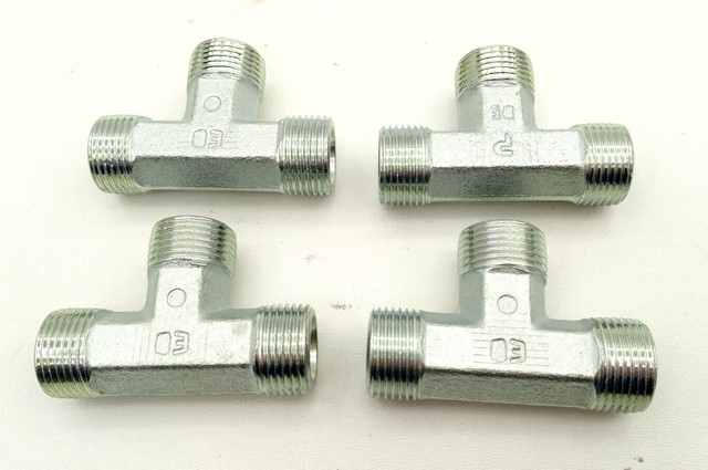 4x Parker Ermeteo T12SCFX T-Connector T-Piece Hydraulic Fitting T Piece