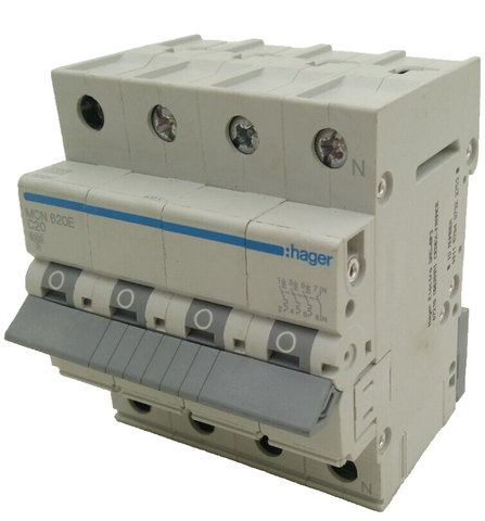 Hager MCN 620E Circuit Breaker 4-pole MCN620E Circuit Breaker | Switch