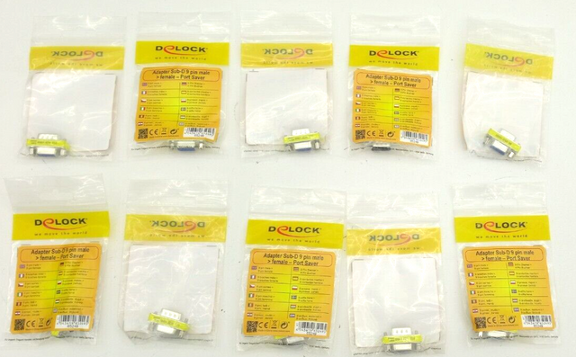 10x Delock 5199906 mini Gender changer | Sub-D 9 Pin male female- port Saver
