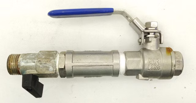 Edelstahl Kugelhahn DN15 PN63 1/2" mit T-Stück Gewindeanschluss Ventilbaugruppe
