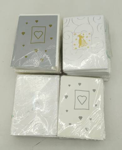 150 Neutral Wedding Cards Silver/White - Heart & Dance