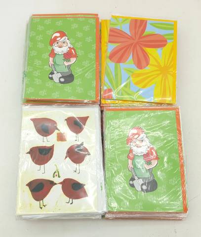 Approx. 100 pcs. mixed greeting cards garden gnome flowers birds - incl. envelopes