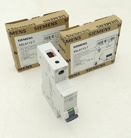 2x Siemens 5SL6113-7 автоматический выключатель MCB C13 1P, миниатюрный автоматический выключатель