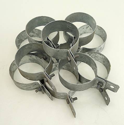 100mm Galvanized Pipe Clamp Mounting Clamp with Tab & Screw 11 Pieces