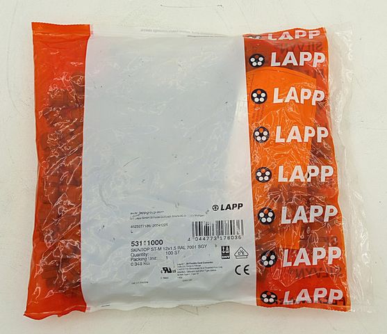 Cable Gland M12x1.5 Gray IP68 100 Pieces