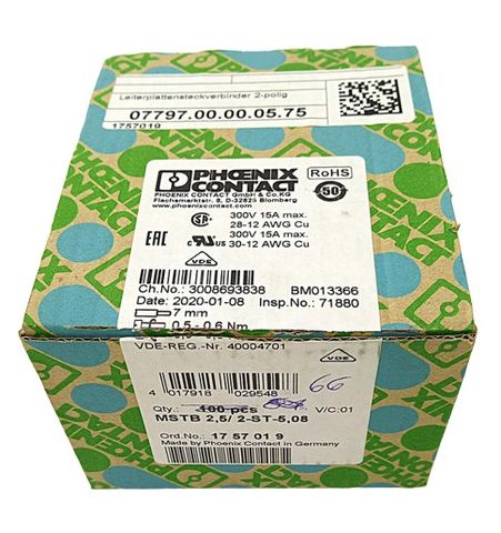 66x Phoenix Contact 1757019 Terminal Block MSTB 2.5/ 2-ST-5.08