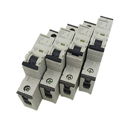 4x Siemens 5SY6104-7 Miniature 1-pole Circuit Breaker