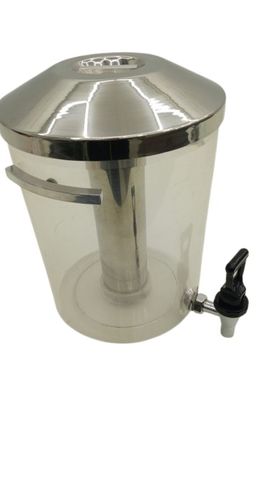 Stainless steel juice and beverage dispenser with ice tube cooling