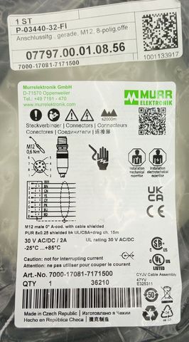 15m Murrelektronik 7000-17081-7171500 M12 A-CSU-Cable