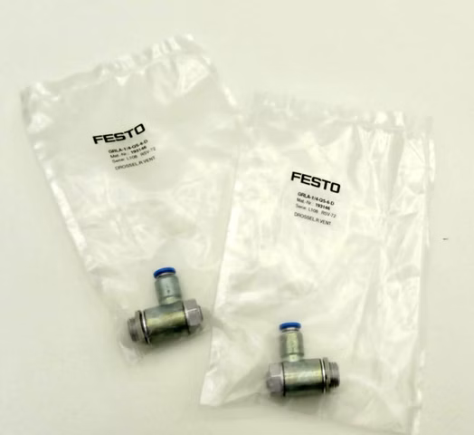 2x Festo 193146 GRLA-1/4-QS-6-D Einweg-Durchflussregelventil