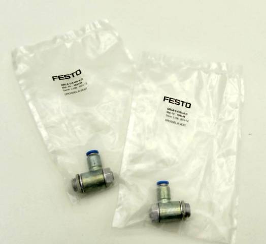 2x Festo 193146 GRLA-1/4-QS-6-D صمام تنظيم تدفق أحادي الاتجاه