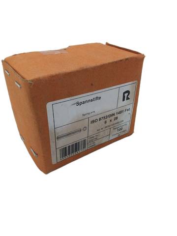 100x Reyher 087520009060028 ISO 8752 DIN 1481 Dowel Pin 6x28