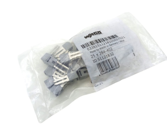 25x Wago 284-402 Adjacent Insulated Jumper 57A Gray