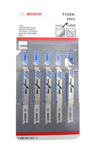 4x Bosch 2 608 631 013 T118A شفرات منشار أركت رقيقة، عبوة من 5 قطع
