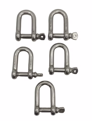 5x 90032109 M10 Edelstahl D-Schäkel mit Schraubkragenstift