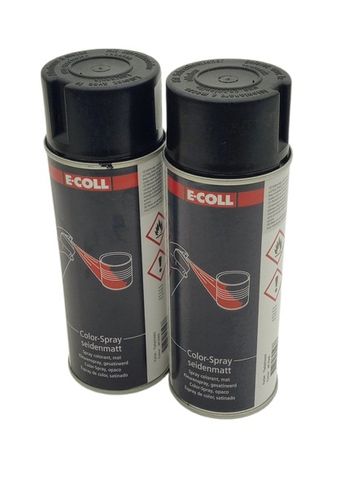 2x 400ml E-Coll RAL 9005 Satin Finish Deep Black Color Spray