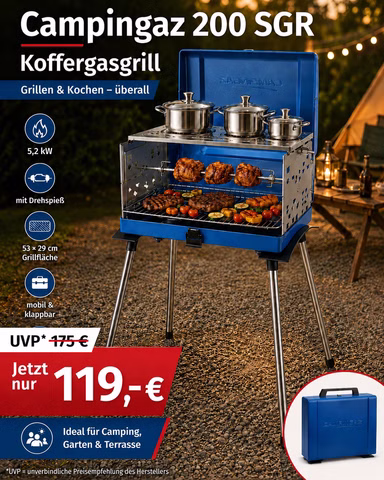 Campingaz 200 SGR Gasgrill tragbarer Camping Kocher 5,2kW
