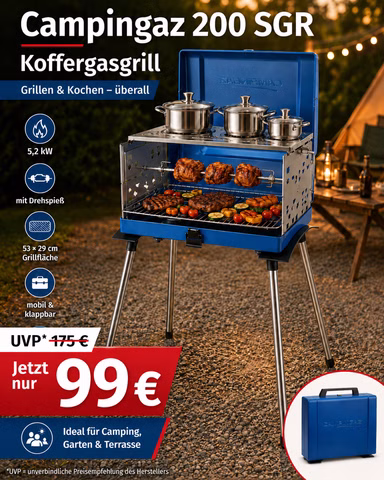 Campingaz 200 SGR Gasgrill tragbarer Camping Kocher 5,2kW