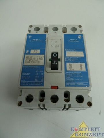 قاطع الدائرة Westinghouse FD3125، Circuit Breaker، 125A FD 3125